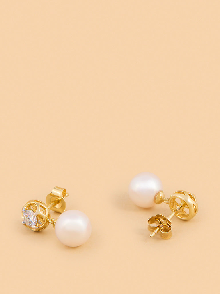 Pearl Drop Lab Diamond Earrings