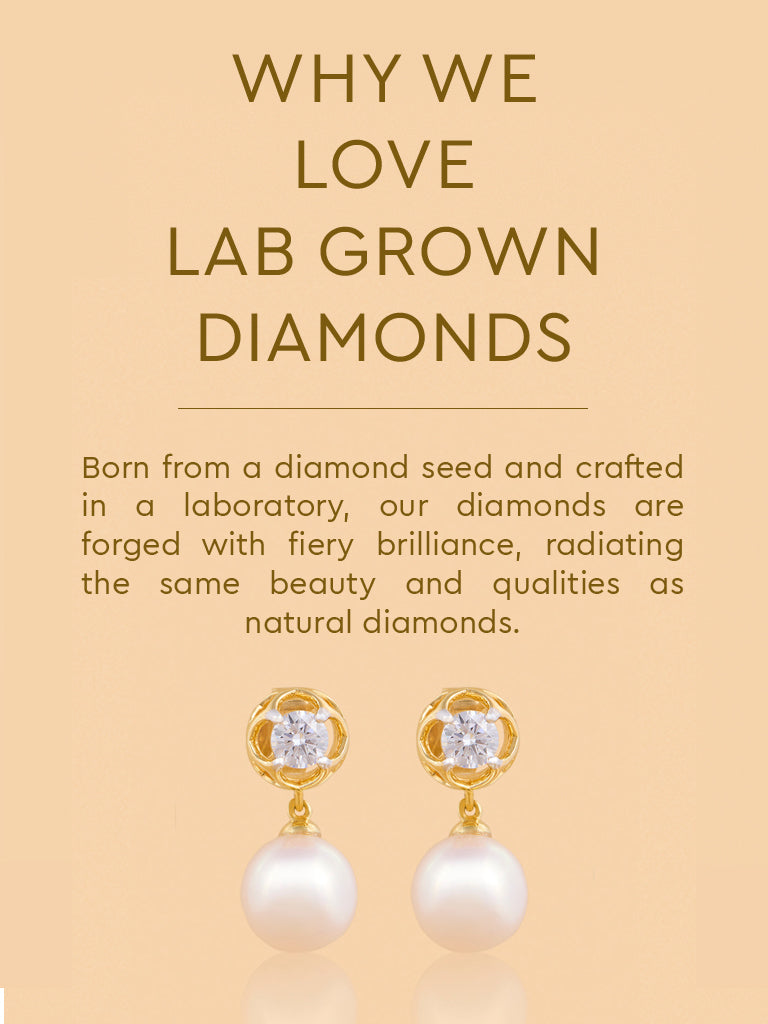 Pearl Drop Lab Diamond Earrings