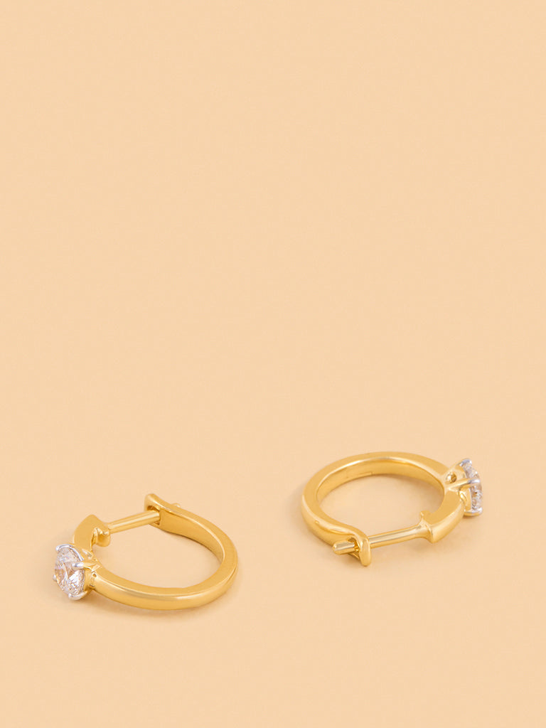 Hoop Solitaire Earring with Lab Diamond Accents