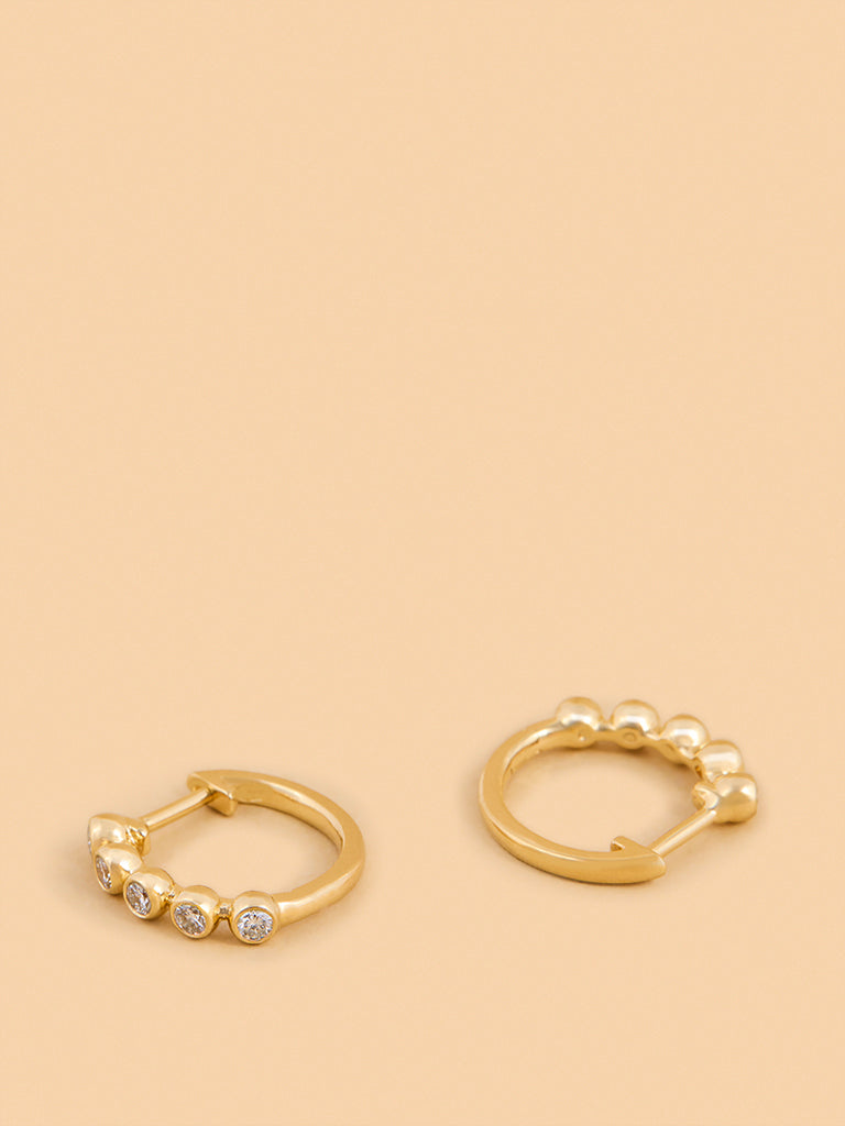 Huggie Bezel Set Lab Diamond Earrings