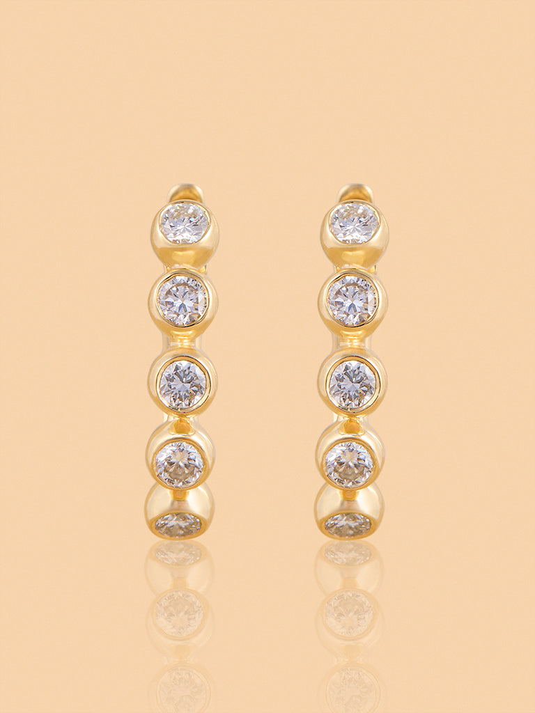 Huggie Bezel Set Lab Diamond Earrings
