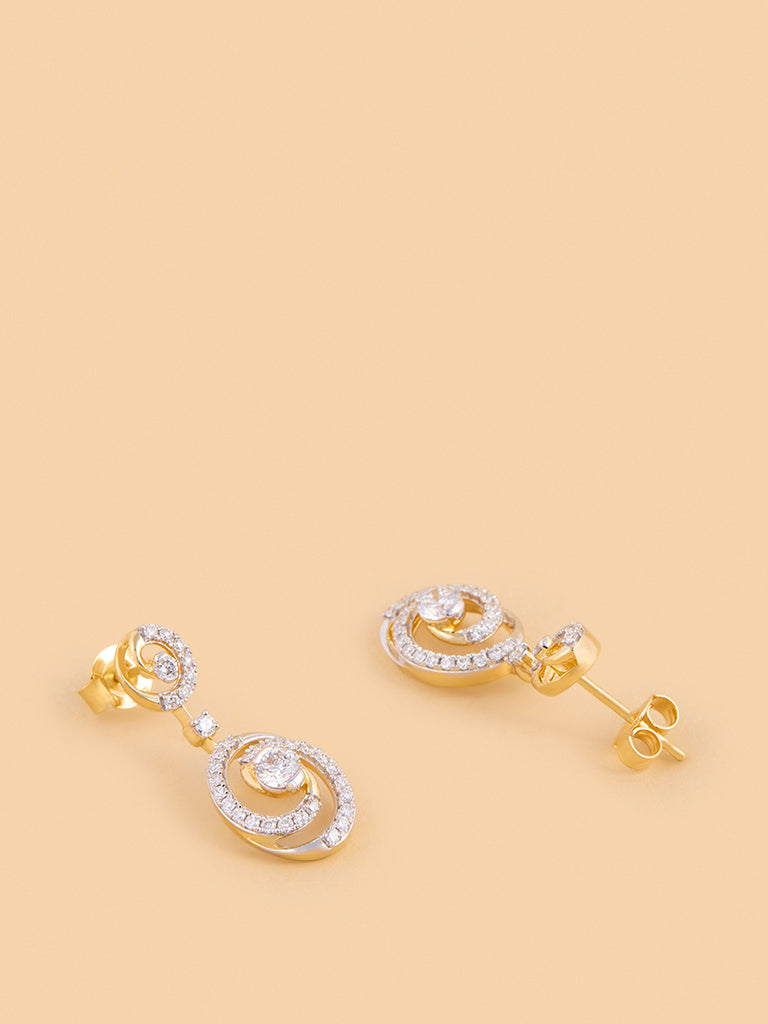 Dual Spiral Drop Earrings with Lab Diamond