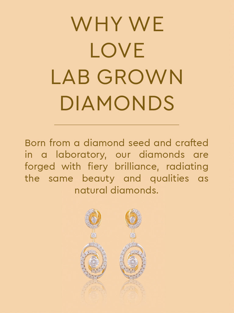Dual Spiral Drop Earrings with Lab Diamond