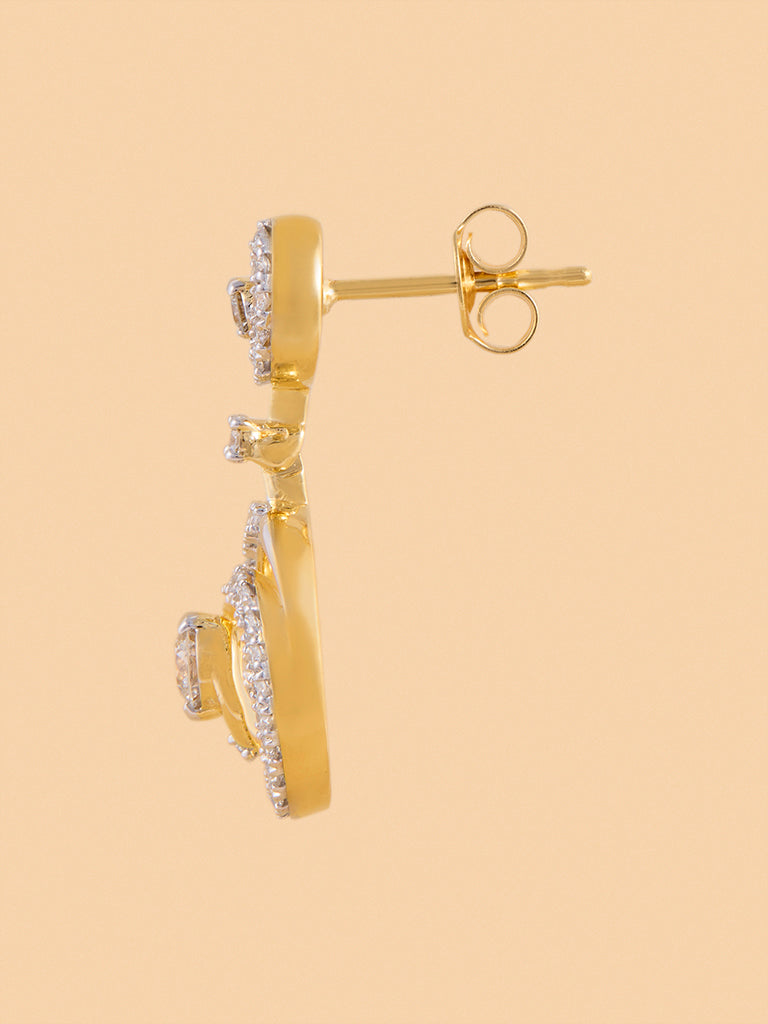 Dual Spiral Drop Earrings with Lab Diamond