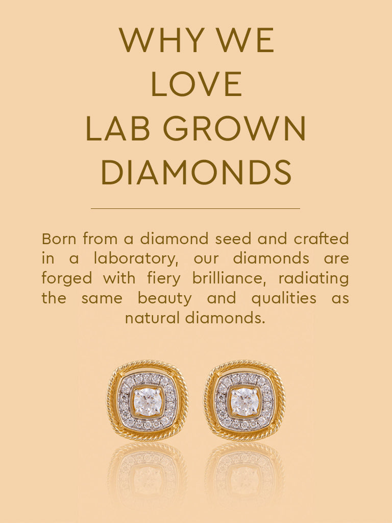 Rope Detailing in Cushion Lab Diamond Earrings