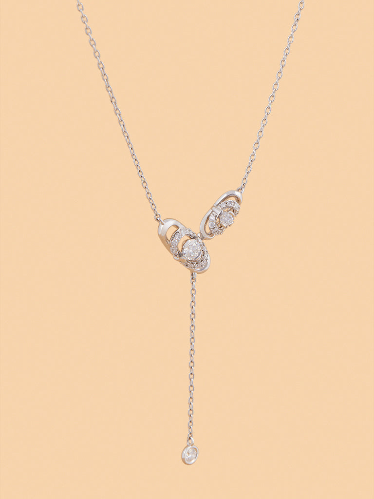 Oval Chain with Dual Lab Diamond Charm Necklace