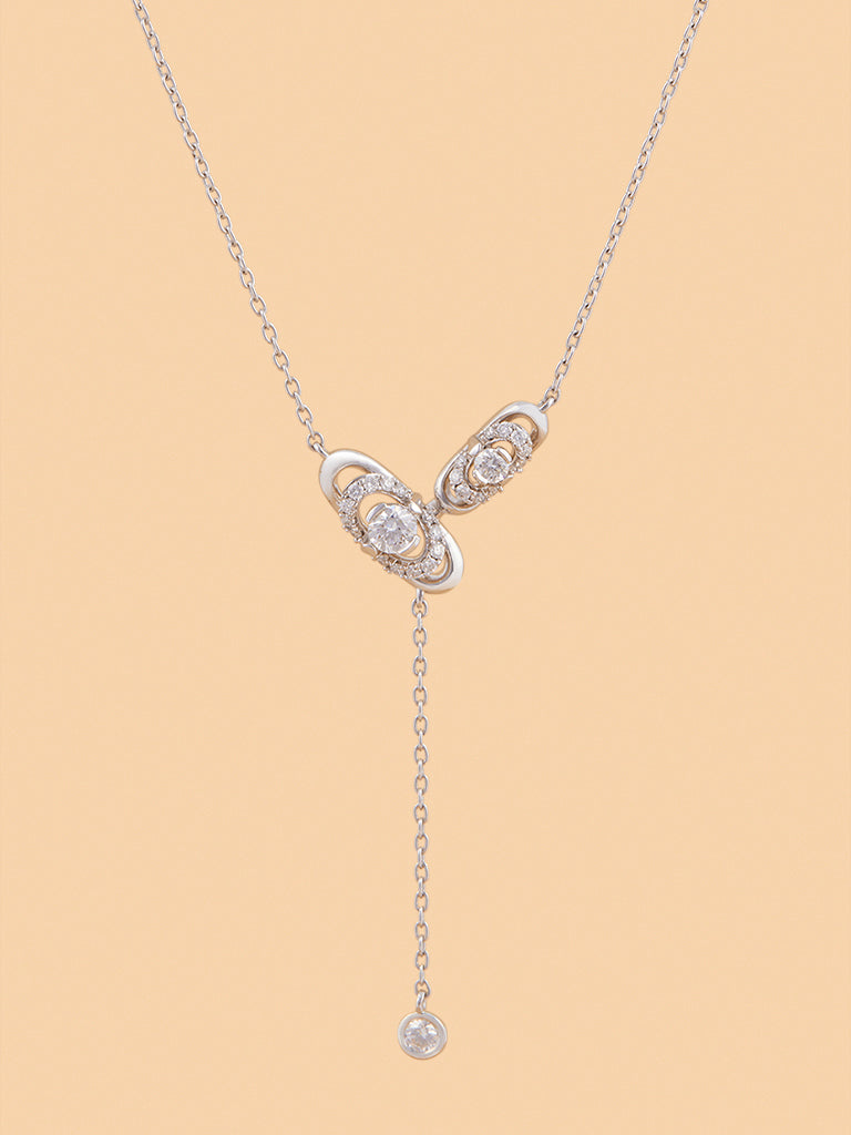 Oval Chain with Dual Lab Diamond Charm Necklace