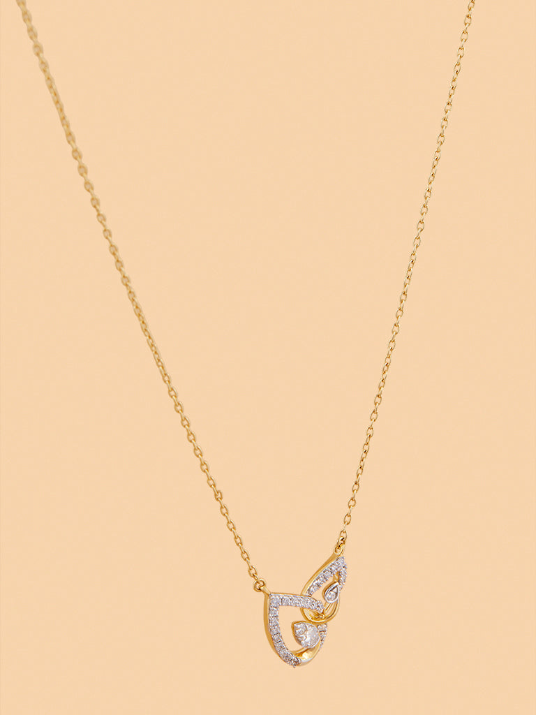 Elegant Teardrop Gold Plated Lab Diamond Necklace