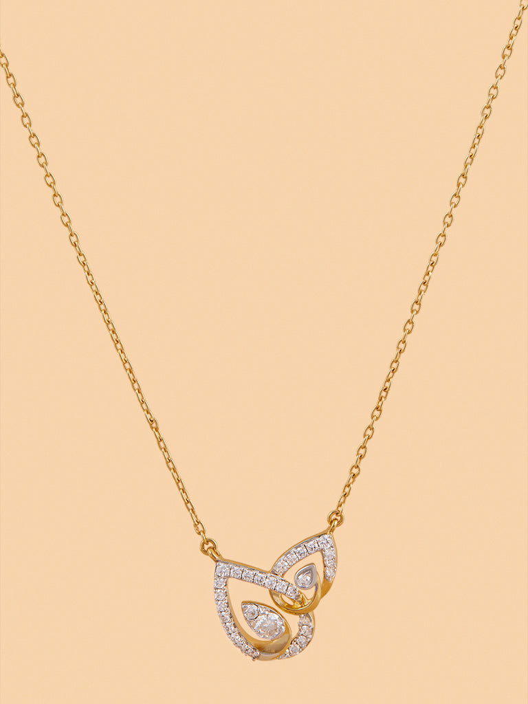 Elegant Teardrop Gold Plated Lab Diamond Necklace