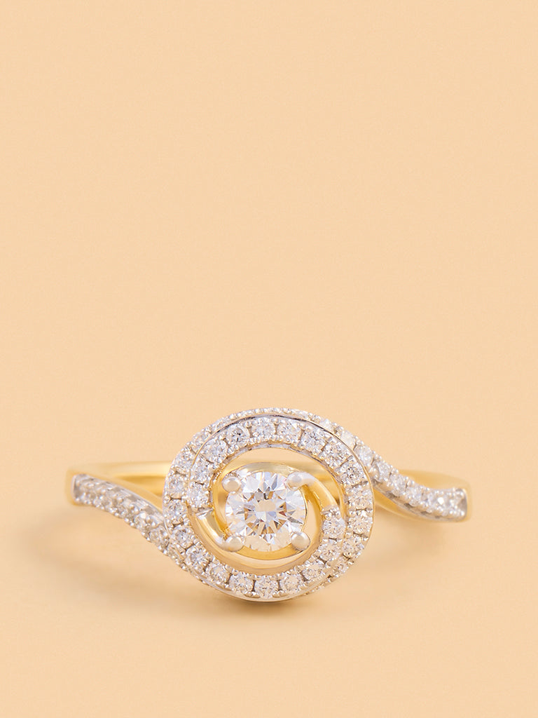 Spiral Swirl Solitaire Lab Diamond Ring