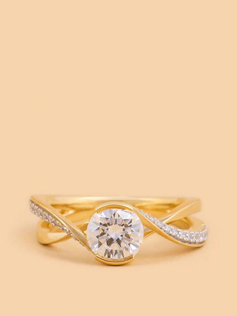 Solitaire Twist Gold Plated Lab Diamond Ring