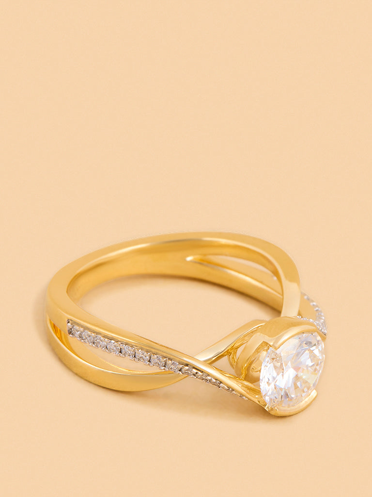 Solitaire Twist Gold Plated Lab Diamond Ring