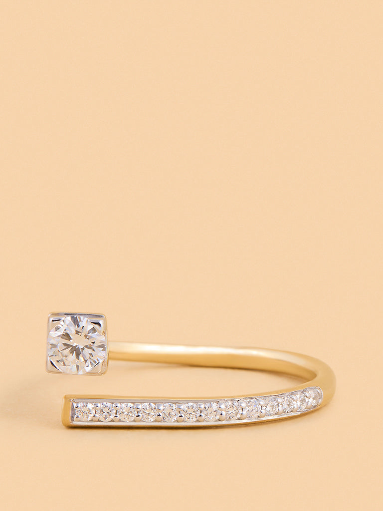Edgy Gold Plated Lab Diamond Solitaire Ring