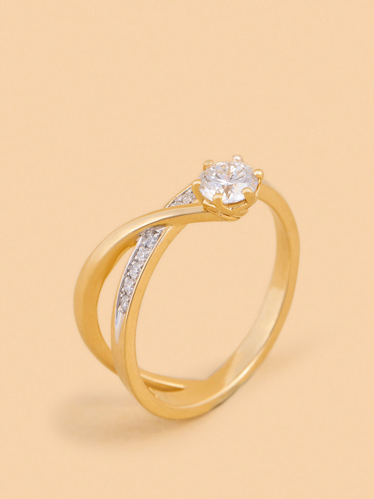 Classic Comet Gold Plated Lab Diamond Solitaire Ring