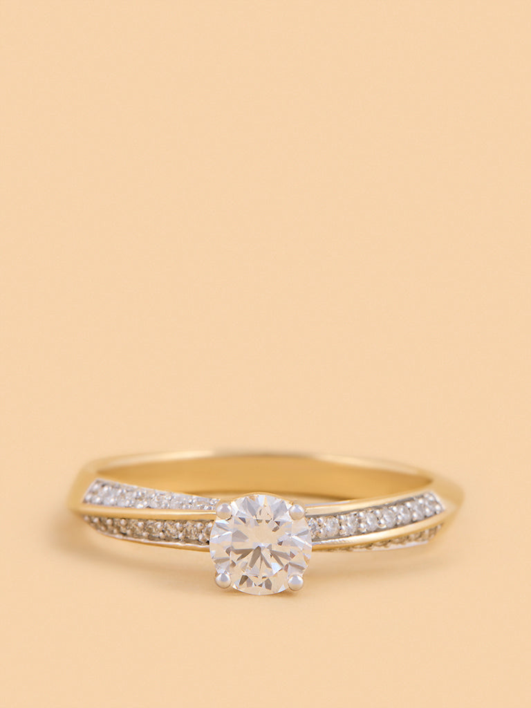 Radiant Round Gold Plated Lab Diamond Solitaire Ring