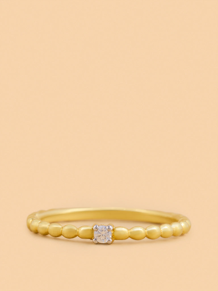 Beaded Ring with Lab Diamond