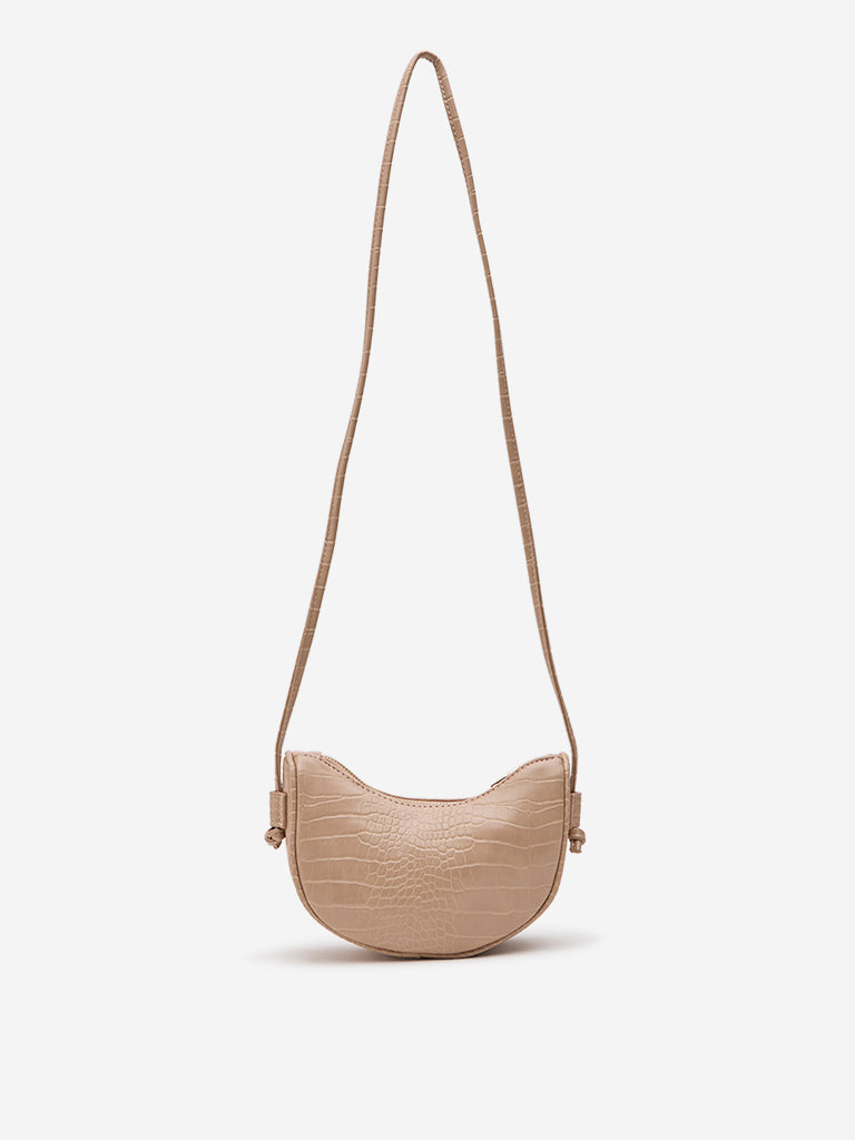 Westside Light Beige Reptilian Design Sling Bag