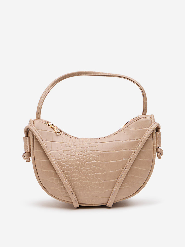 Westside Light Beige Reptilian Design Sling Bag