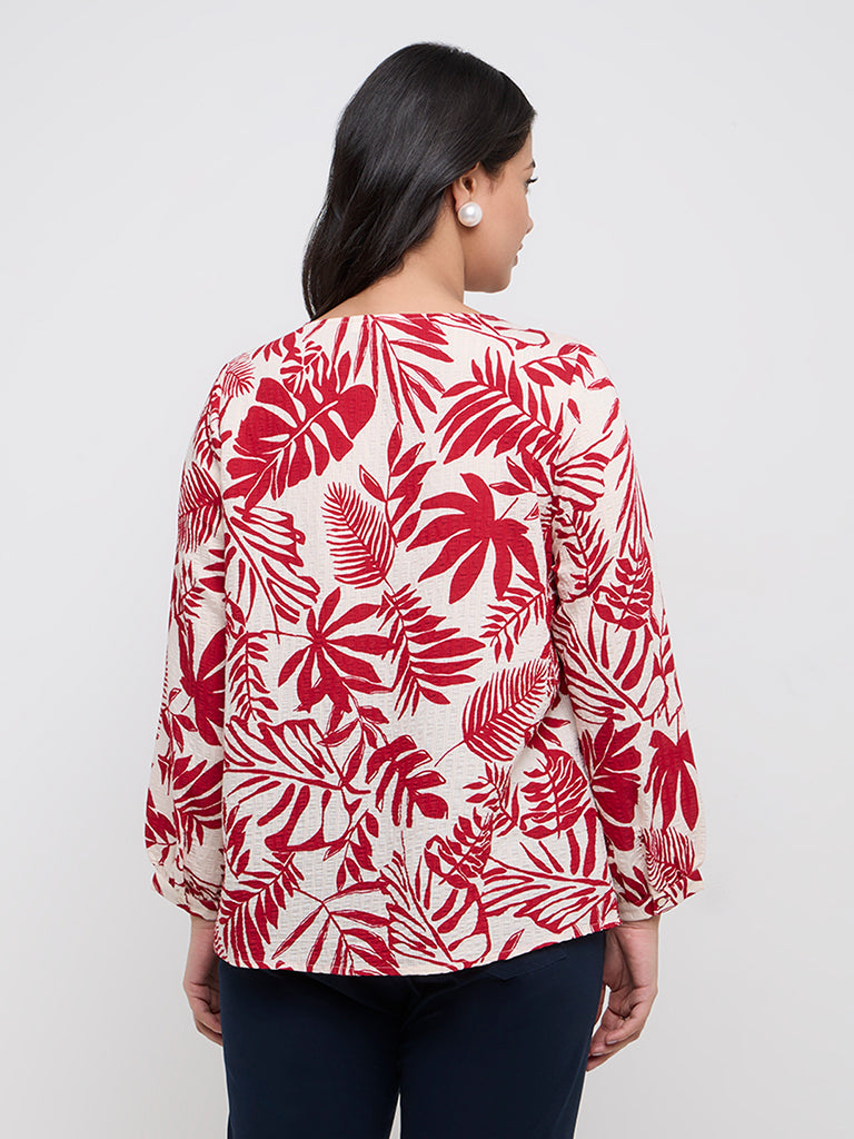 Gia Red Botanical Printed Blouse