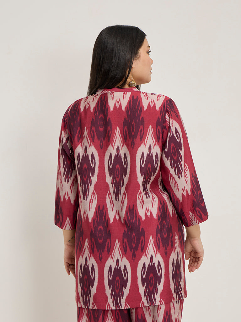 Diza Red Ikat-Printed A-Line Tunic