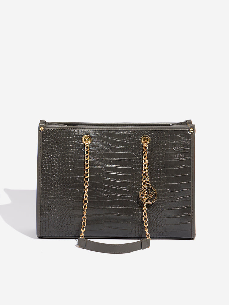 Westside Dark Brown Chain-Detailed Handbag