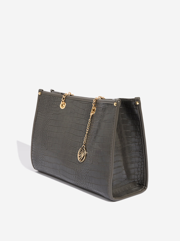 Westside Dark Brown Chain-Detailed Handbag