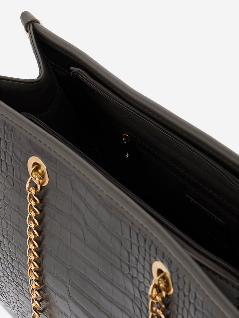 Westside Dark Brown Chain-Detailed Handbag