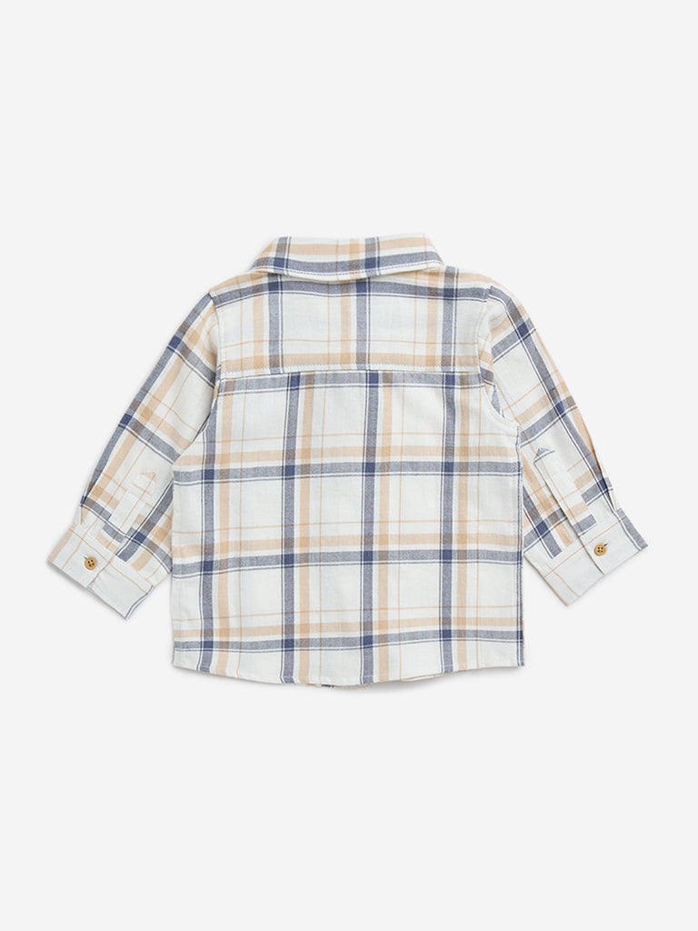 HOP Baby Off-White Checkered Cotton Shirt