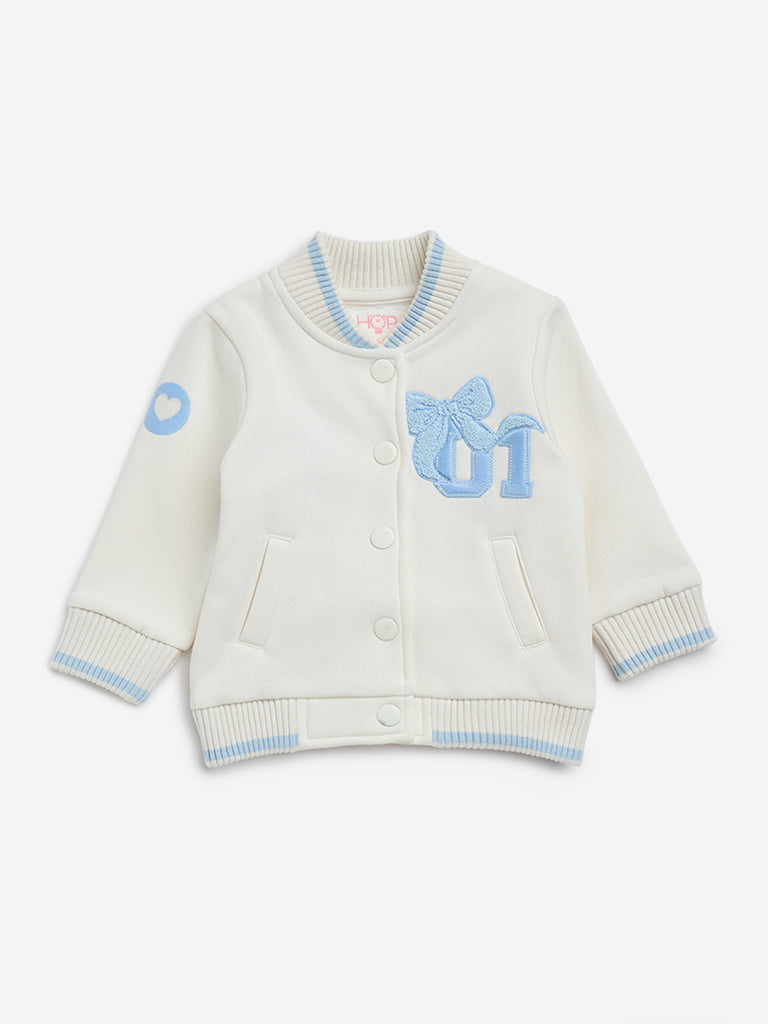 HOP Baby White Text Design Cotton-Blend Jacket