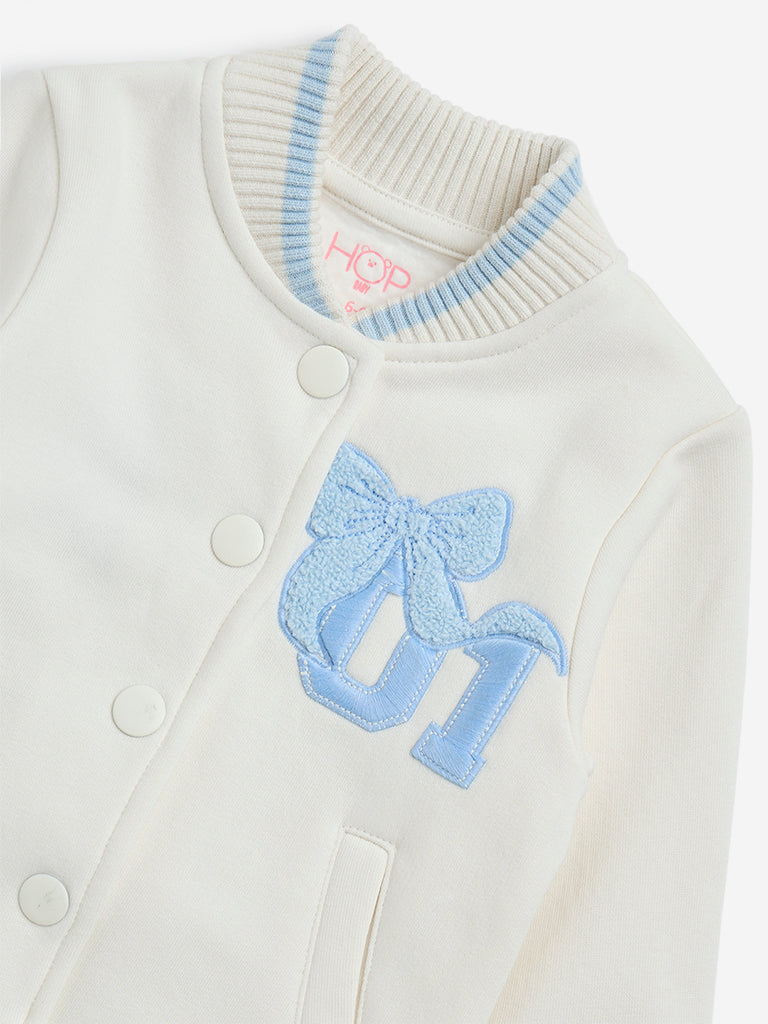 HOP Baby White Text Design Cotton-Blend Jacket