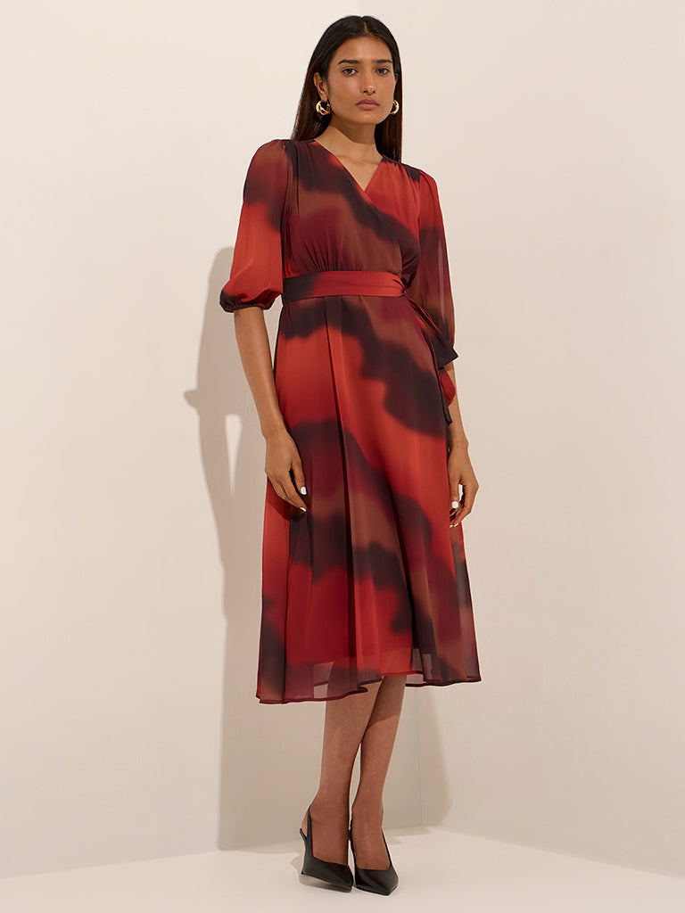 Wardrobe Rust A-Line Dress with Belt