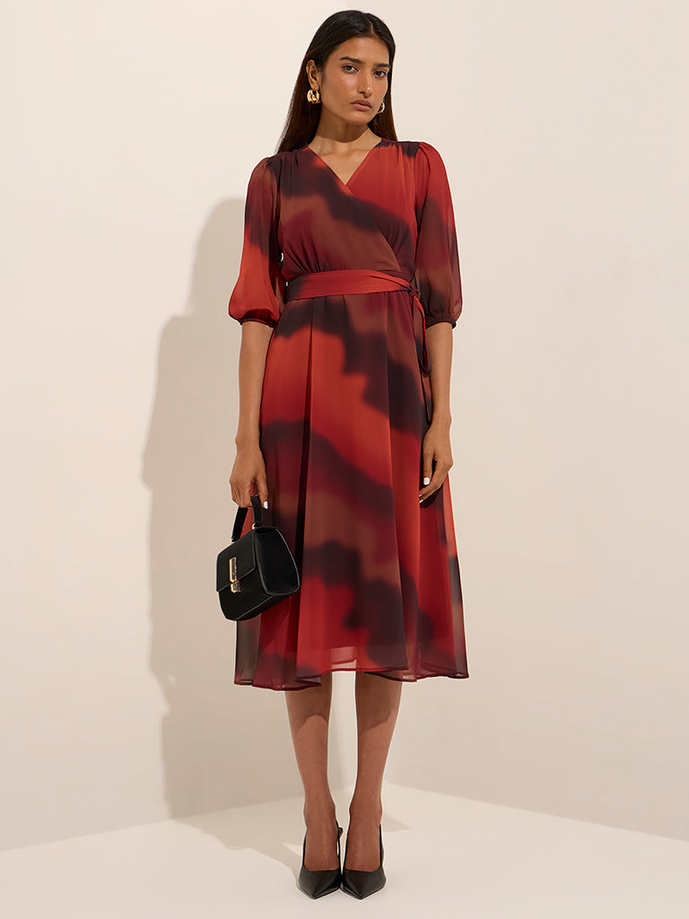 Wardrobe Rust A-Line Dress with Belt