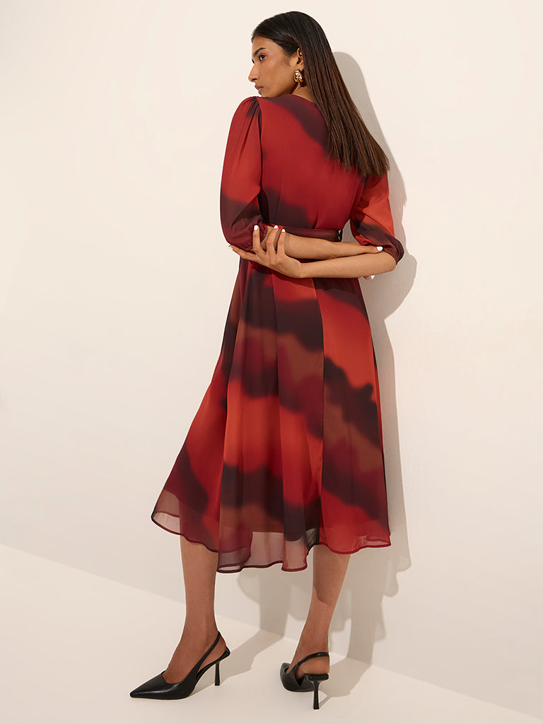 Wardrobe Rust A-Line Dress with Belt