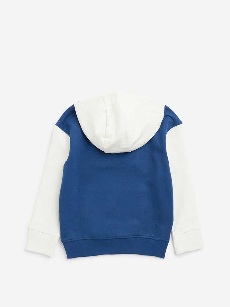 HOP Kids Blue Football-Inspired Cotton Sweatshirt