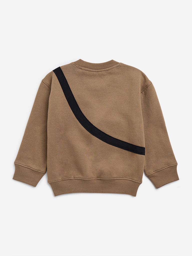 HOP Kids Taupe Applique-Detailed Sweatshirt