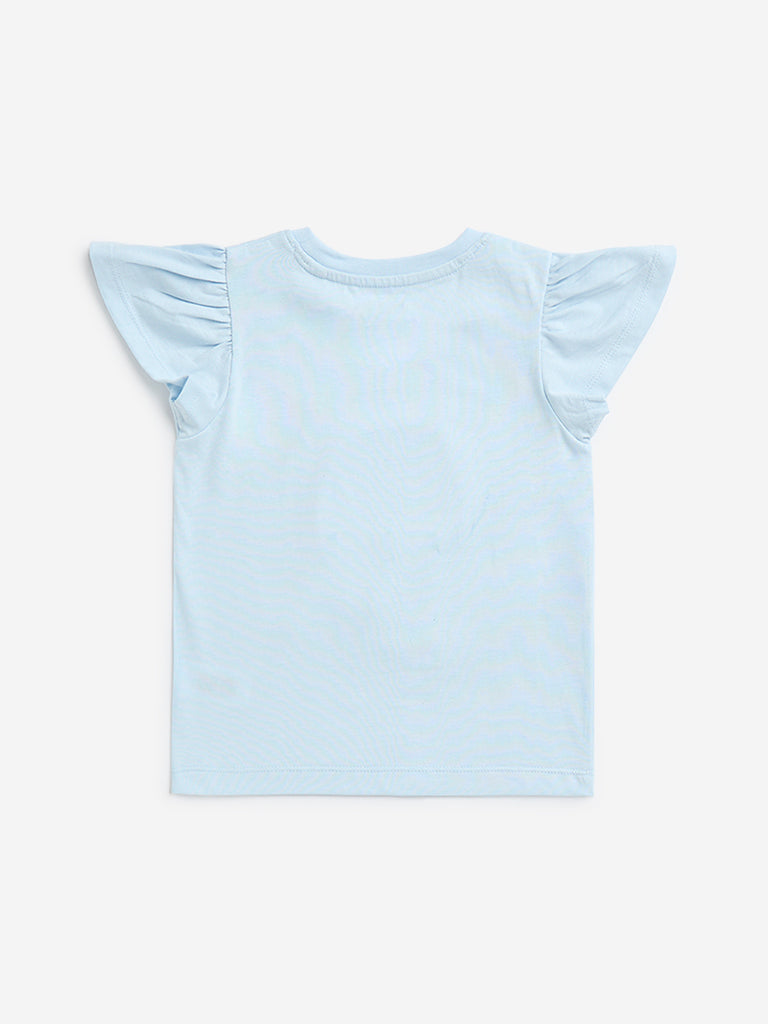 HOP Kids Light Blue Animal Design Cotton T-Shirt