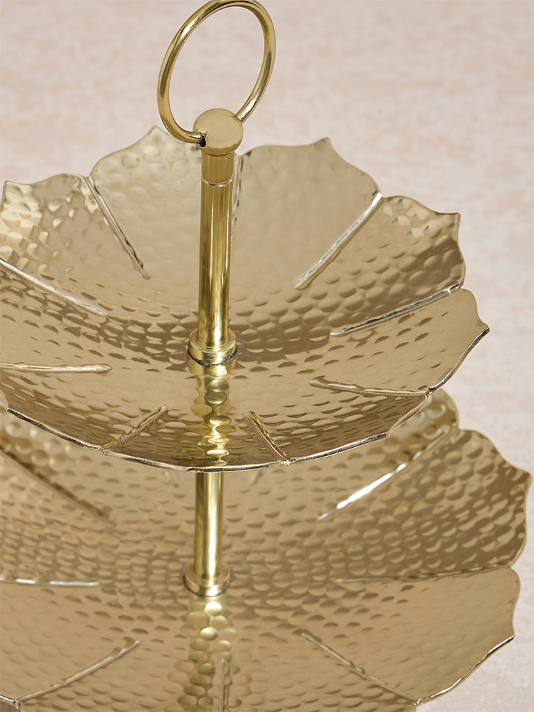 Westside Home Gold Petal Design Two-Tiered Cake Stand