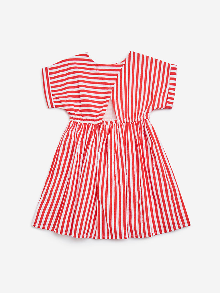 HOP Kids Red Striped Cotton Dress