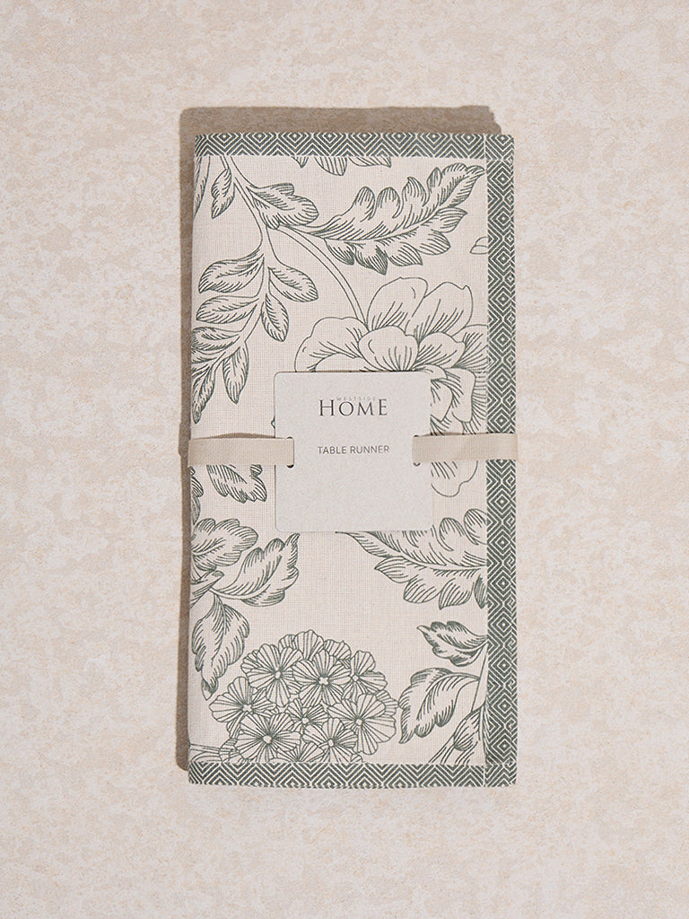 Westside Home Olive Floral Printed Table Runner