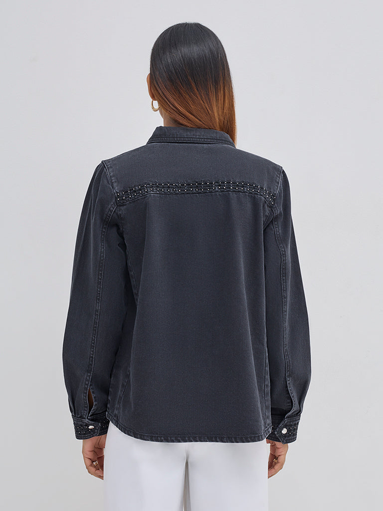 LOV Black Embellished Denim Jacket