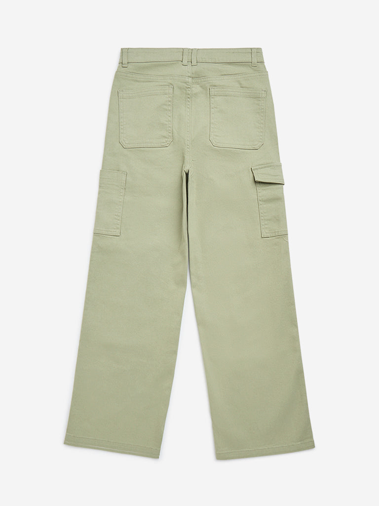 Y&F Kids Sage Mid-Rise Cotton-Blend Cargo Trousers