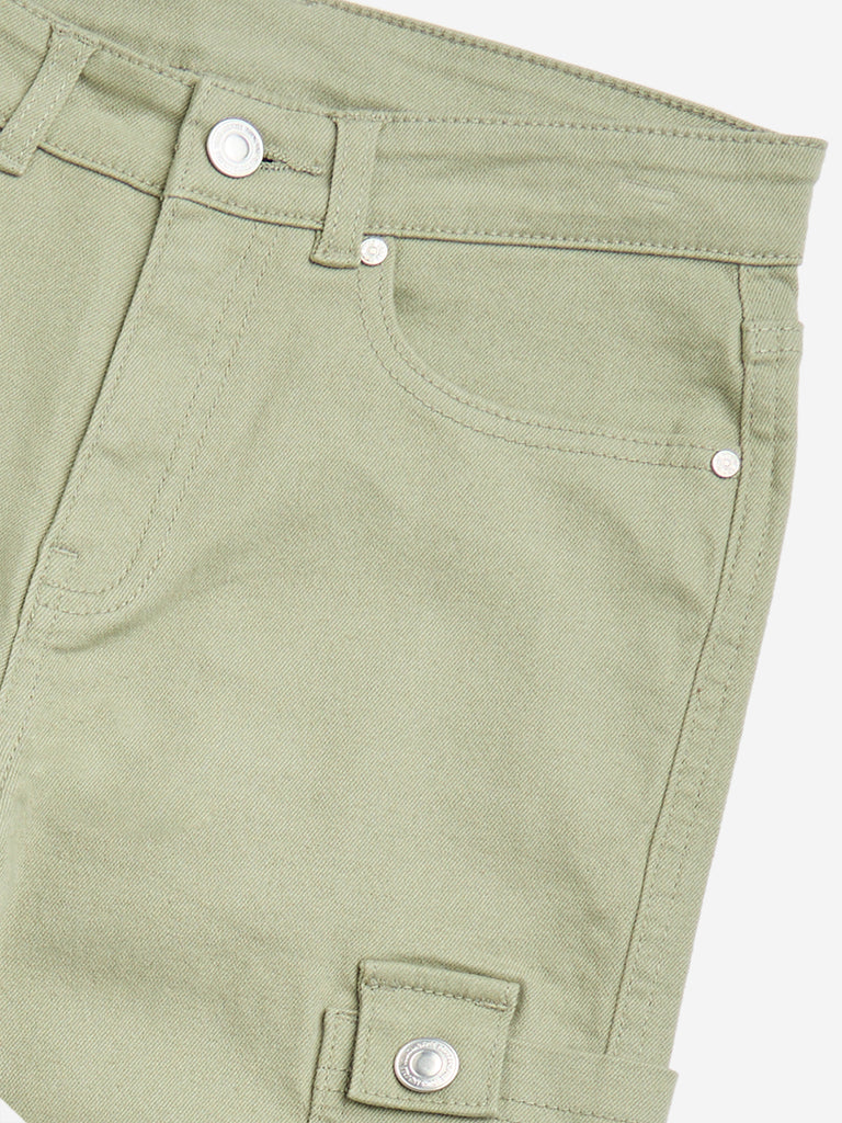 Y&F Kids Sage Mid-Rise Cotton-Blend Cargo Trousers