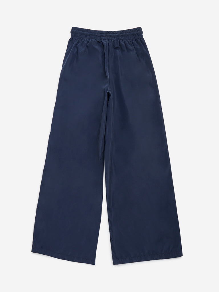 Y&F Kids Navy Striped Detailed Mid-Rise Track Pants