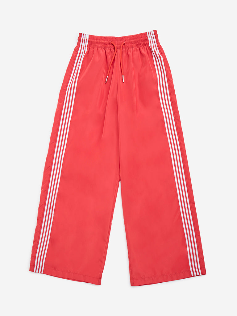 Y&F Kids Red Stripe Detailed Mid-Rise Track Pants