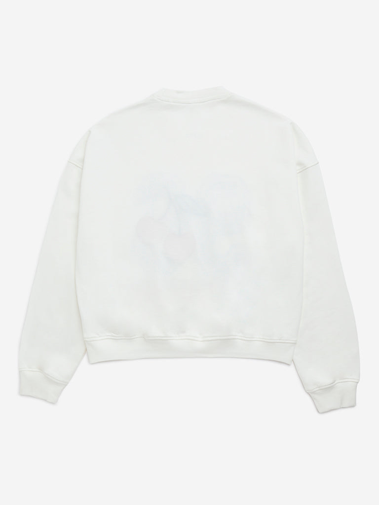 Y&F Kids Off-White Numerical Design Cotton-Blend Sweatshirt