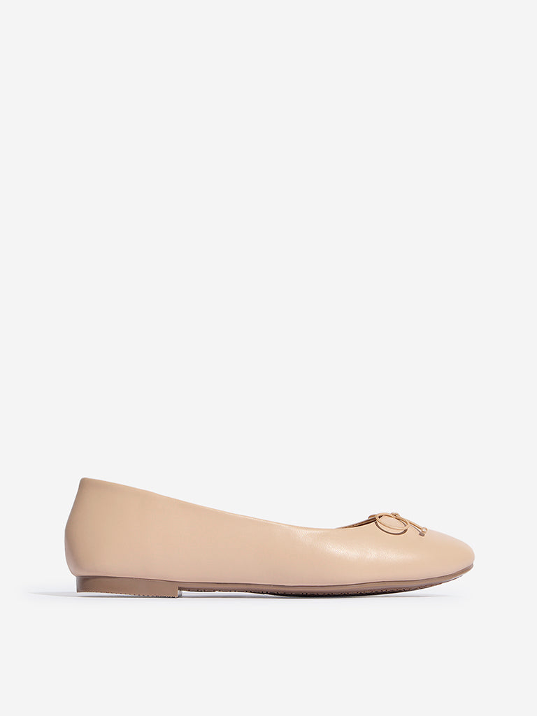 LUNA BLU Beige Bow-Detailed Ballerina