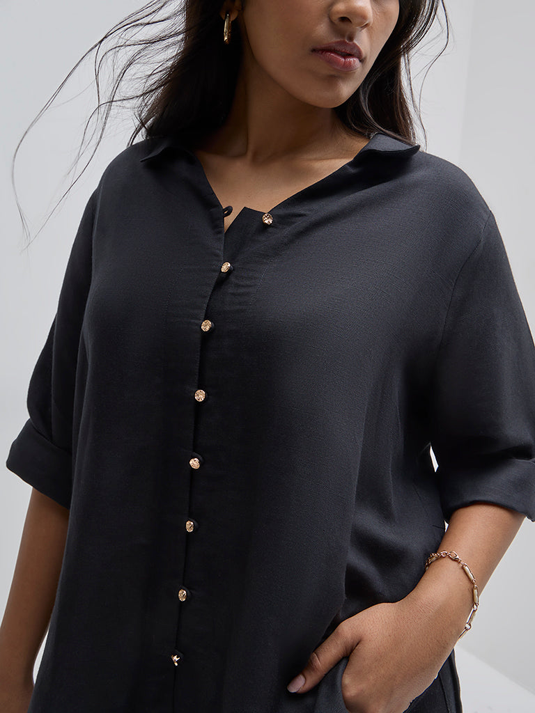 Gia Black Solid Blouse