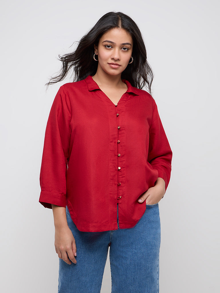 Gia Red High-Low Blouse