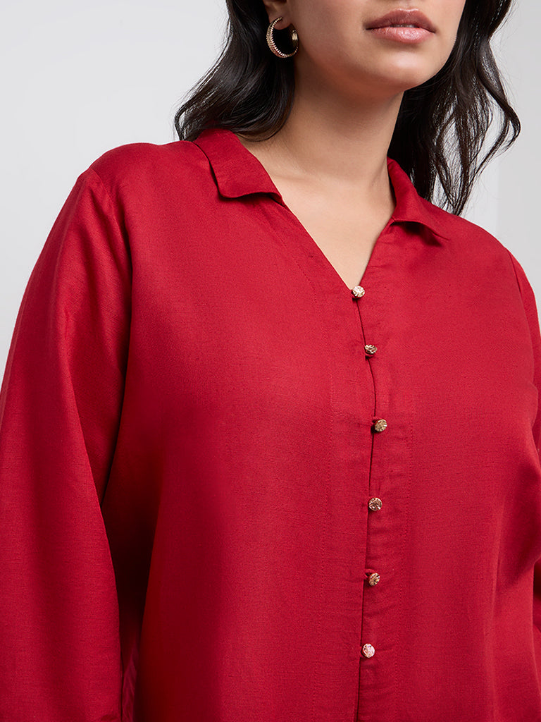 Gia Red High-Low Blouse