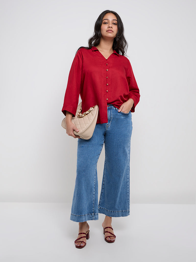 Gia Red High-Low Blouse